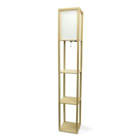 3-Shelf Modern Floor Lamp with Shade (Color: Tan, Shade: White)