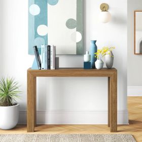 Solid Wood Modern Accent Console Table / Sofa Table (Color: Medium Brown Pecan)