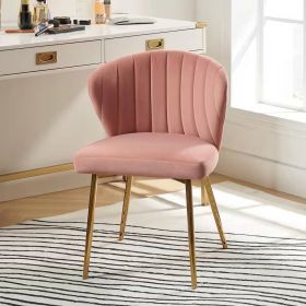 Velvet Upholstered Wingback Accent Side Chair with Gold Metal Legs (Color: Pink)