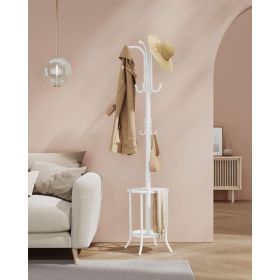 Heavy Duty Metal Coat Rack with Umbrella Holder (Color: White)