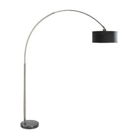 Modern 81-inch Tall Arch Floor Lamp with Drum Shade and Marble Base (Color: Black)