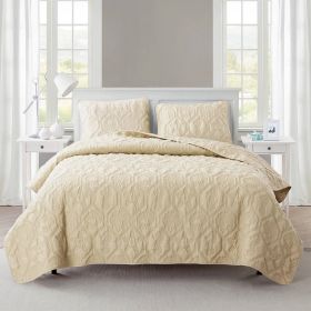 Coastal Beach Seashells Starfish Sea Horse 3-Piece Quilt Set (Color: Sand Tan, size: KING)