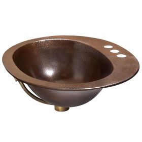 Oval Drop-in Solid Copper Bathroom Sink (size: 20x16-Inch)