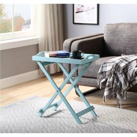 Folding TV Tray Bedside Table (Color: Teal)