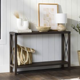 Industrial Farmhouse Entryway Table / Sofa Table (Color: Brown Grey)