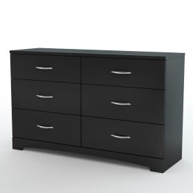 Contemporary  6-Drawer Dresser for Bedroom (Color: Black)