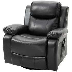 Adjustable Faux Leather Remote Massage Recliner Chair w/ Footrest (Color: Black)