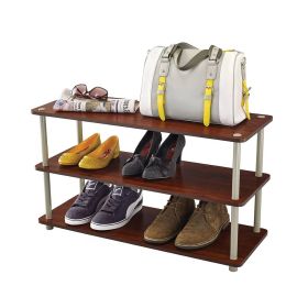 3-Shelf Modern Shoe Rack - Holds up to 12 Pair of Shoes (Color: Dark Cherry)