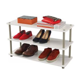 3-Shelf Modern Shoe Rack - Holds up to 12 Pair of Shoes (Color: White)