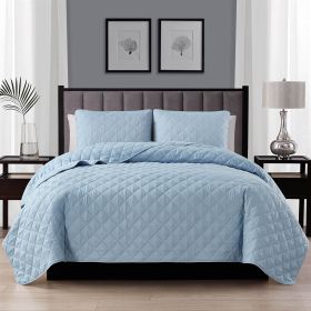 Polyester Microfiber Diamond Quilt Set (Color: Light Blue, size: Twin/TwinXL)