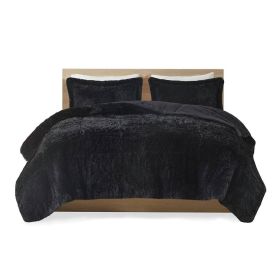 Soft Sherpa Faux Fur Comforter Set (Color: Black, size: Twin/TwinXL)