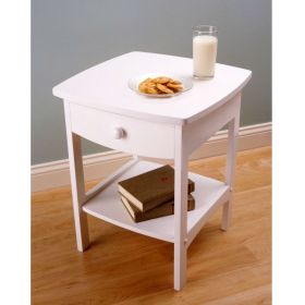 Contemporary 1-Drawer Bedside Table Nightstand (Color: White)