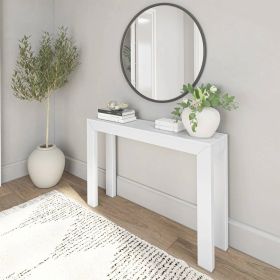 Solid Wood Modern Accent Console Table / Sofa Table (Color: White)