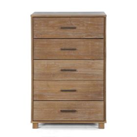 Modern Farmhouse Solid Wood 5 Drawer Bedroom Chest (Color: Pine)