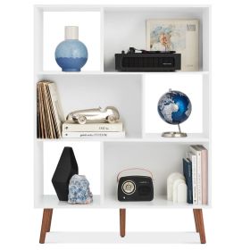 Mid Century Style Bookcase Storage Shelving Unit (Color: White)