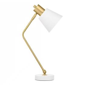 Simple Modern Gold Desk Light Table Lamp with Shade (Color: Gold/White)