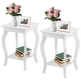 Stylish Nightstand End Table - Set of 2 (Color: White)