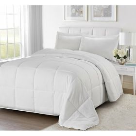 Traditional Microfiber Reversible 3 Piece Comforter Set (Color: White, size: King/CalKing)