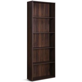Modern 5-Tier Bookcase Storage Shelf (Color: Brown Walnut)