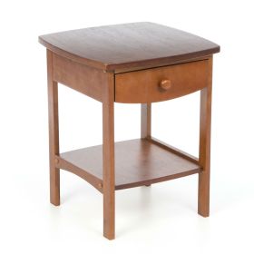 Contemporary 1-Drawer Bedside Table Nightstand (Color: Light Walnut)