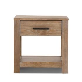 Farmhouse Traditional Rustic 1-Drawer Nightstand Bedside Table (Color: Pine)