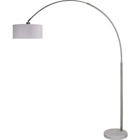 Modern 81-inch Tall Arch Floor Lamp with Drum Shade and Marble Base (Color: White)