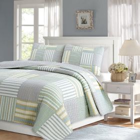 Soft Reversible Patches 100% Cotton Quilt Set (size: Twin)