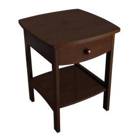 Contemporary 1-Drawer Bedside Table Nightstand (Color: Dark Walnut)