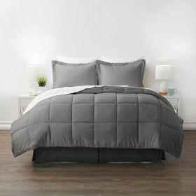 8-Piece Microfiber Reversible Bed-in-a-Bag Comforter Set in Grey (Color: Grey, size: KING)