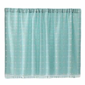 Solid Color Half Window Curtain Dormitory Short Curtain Kitchen Curtains, 55x18 inch (Color: Green)