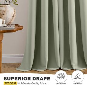 Blackout Curtains for Bedroom Living Room 63 Inches Long 2 Panels (Color: Sage Green)