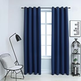 Blackout Curtains with Rings 2 pcs Fabric (Color: Navy Blue, size: 54"x63")
