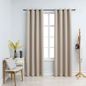 Blackout Curtains with Rings 2 pcs Fabric (Color: beige, size: 54"x95")