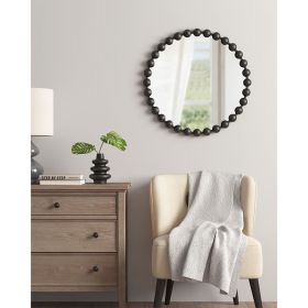 Beaded Round Wall Mirror (size: 27")