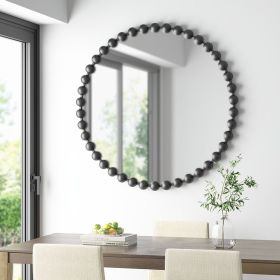 Beaded Round Wall Mirror (size: 36")